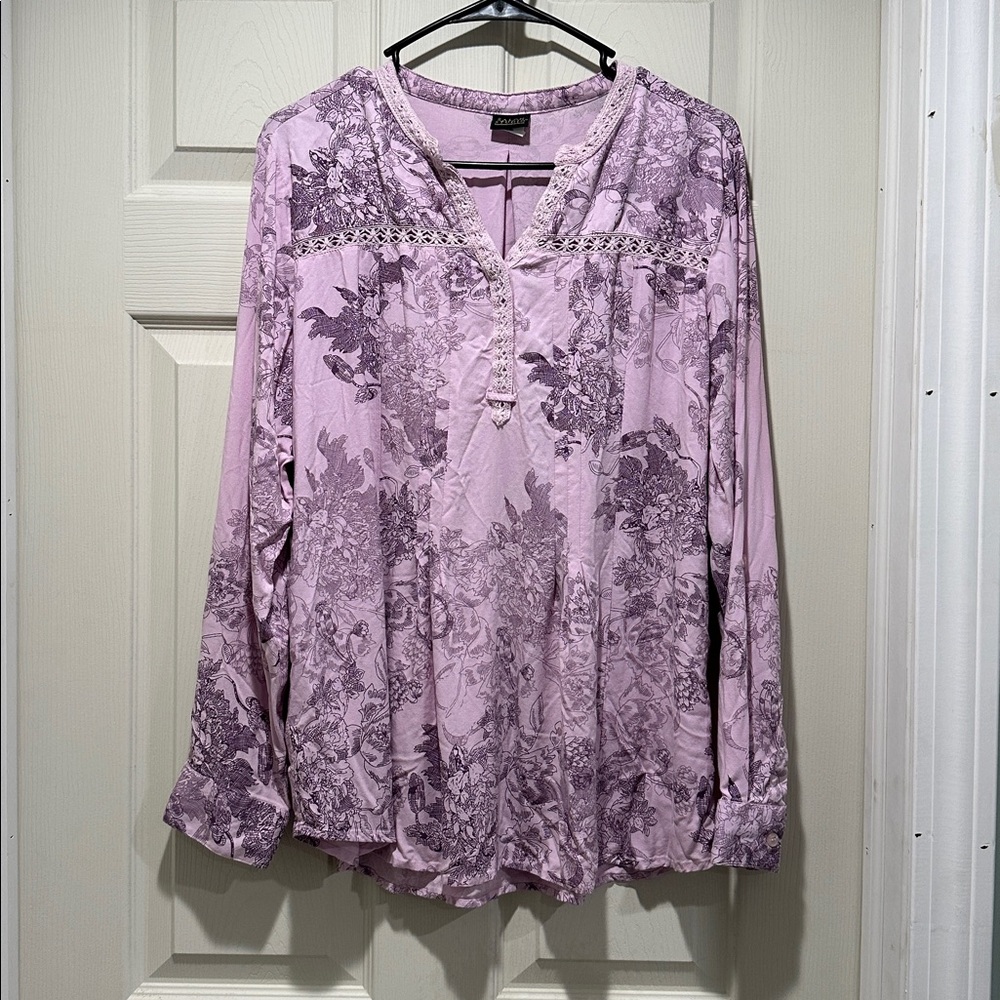 Salon Studio Floral Purple Long Sleeve Blouse‎ women’s size large